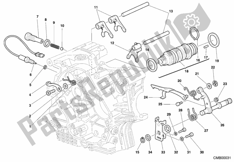 Alle onderdelen voor de Schakelnok - Vork van de Ducati Sport ST4 S 996 2001